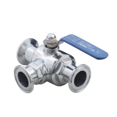 ss304 sanitary stainless steel tri clamp 3 way ball valve